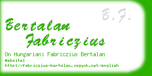 bertalan fabriczius business card